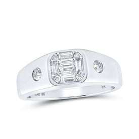 10kt White Gold Baguette Diamond Band Ring for Men - Stunning Sparkle and Style - Splendid Jewellery