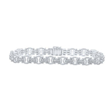 Load image into Gallery viewer, 10kt White Gold Baguette Diamond Byzantine Link Bracelet - 3 - 3/4 Cttw - Splendid Jewellery