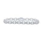 10kt White Gold Baguette Diamond Byzantine Link Bracelet - 3 - 3/4 Cttw - Splendid Jewellery