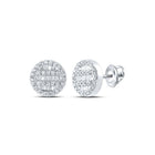 10kt White Gold Baguette Diamond Circle Cluster Earrings - 1/3 Cttw | Dazzling Men's Diamond Earrings - Splendid Jewellery