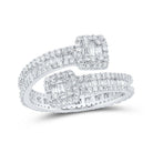 10kt White Gold Baguette Diamond Cuff Eternity Band Ring - 1 - 5/8 Cttw - Splendid Jewellery