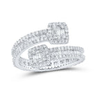 10kt White Gold Baguette Diamond Cuff Eternity Band Ring - 1 - 5/8 Cttw - Splendid Jewellery