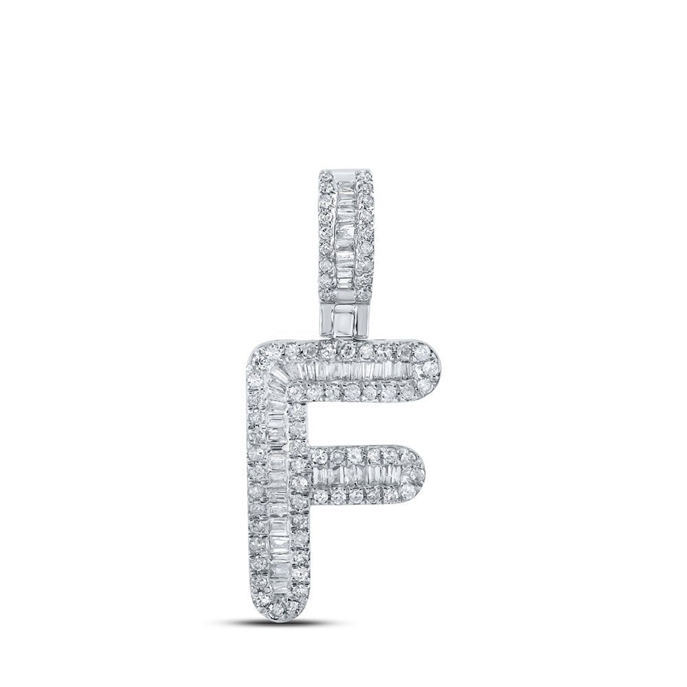 10kt White Gold Baguette Diamond F Initial Pendant - 3/8 Cttw | Splendid Jewellery - Splendid Jewellery