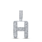 10kt White Gold Baguette Diamond H Initial Charm Pendant - 1/2 Cttw for Men - Splendid Jewellery