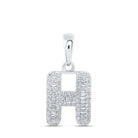 10kt White Gold Baguette Diamond H Initial Pendant - A Mesmerizing Masterpiece of Elegance - Splendid Jewellery