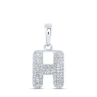 10kt White Gold Baguette Diamond H Initial Pendant - A Mesmerizing Masterpiece of Elegance - Splendid Jewellery