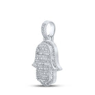 10kt White Gold Baguette Diamond Hamsa Charm Pendant for Men - 7/8 Cttw - Splendid Jewellery