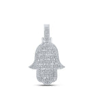 10kt White Gold Baguette Diamond Hamsa Charm Pendant for Men - 7/8 Cttw - Splendid Jewellery