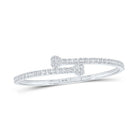 10kt White Gold Baguette Diamond Heart Cuff Bracelet - 1 - 1/2 Cttw - Splendid Jewellery