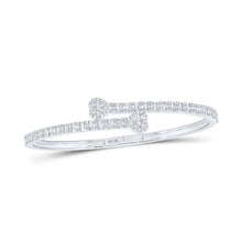 Load image into Gallery viewer, 10kt White Gold Baguette Diamond Heart Cuff Bracelet - 1 - 1/2 Cttw - Splendid Jewellery