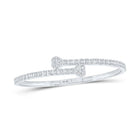 10kt White Gold Baguette Diamond Heart Cuff Bracelet - 1 - 1/2 Cttw - Splendid Jewellery