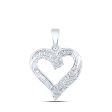 Load image into Gallery viewer, 10kt White Gold Baguette Diamond Heart Pendant | Sparkling Love Symbol Necklace - Splendid Jewellery