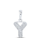 10kt White Gold Baguette Diamond Initial Letter Pendant - Personalized Elegance - Splendid Jewellery