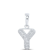 Load image into Gallery viewer, 10kt White Gold Baguette Diamond Initial Letter Pendant - Personalized Elegance - Splendid Jewellery