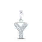 10kt White Gold Baguette Diamond Initial Letter Pendant - Personalized Elegance - Splendid Jewellery