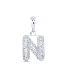 Load image into Gallery viewer, 10kt White Gold Baguette Diamond Initial Pendant - A Personalized Touch of Elegance - Splendid Jewellery