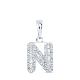 10kt White Gold Baguette Diamond Initial Pendant - A Personalized Touch of Elegance - Splendid Jewellery