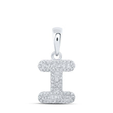 Load image into Gallery viewer, 10kt White Gold Baguette Diamond Initial Pendant: A Sparkling Symbol of Elegance and Romance - Splendid Jewellery