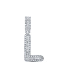 10kt White Gold Baguette Diamond L Initial Pendant - 1/3 Cttw - Splendid Jewellery