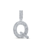 10kt White Gold Baguette Diamond Q Initial Pendant - 1/2 Cttw - Men's Diamond Charm - Splendid Jewellery