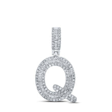 Load image into Gallery viewer, 10kt White Gold Baguette Diamond Q Initial Pendant - 1/2 Cttw - Men's Diamond Charm - Splendid Jewellery