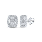 10kt White Gold Baguette Diamond Rectangle Cluster Earrings - Splendid Jewellery