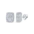 10kt White Gold Baguette Diamond Rectangle Cluster Earrings - Splendid Jewellery
