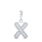 10kt White Gold Baguette Diamond X Initial Pendant - Personalized Elegance at its Finest - Splendid Jewellery