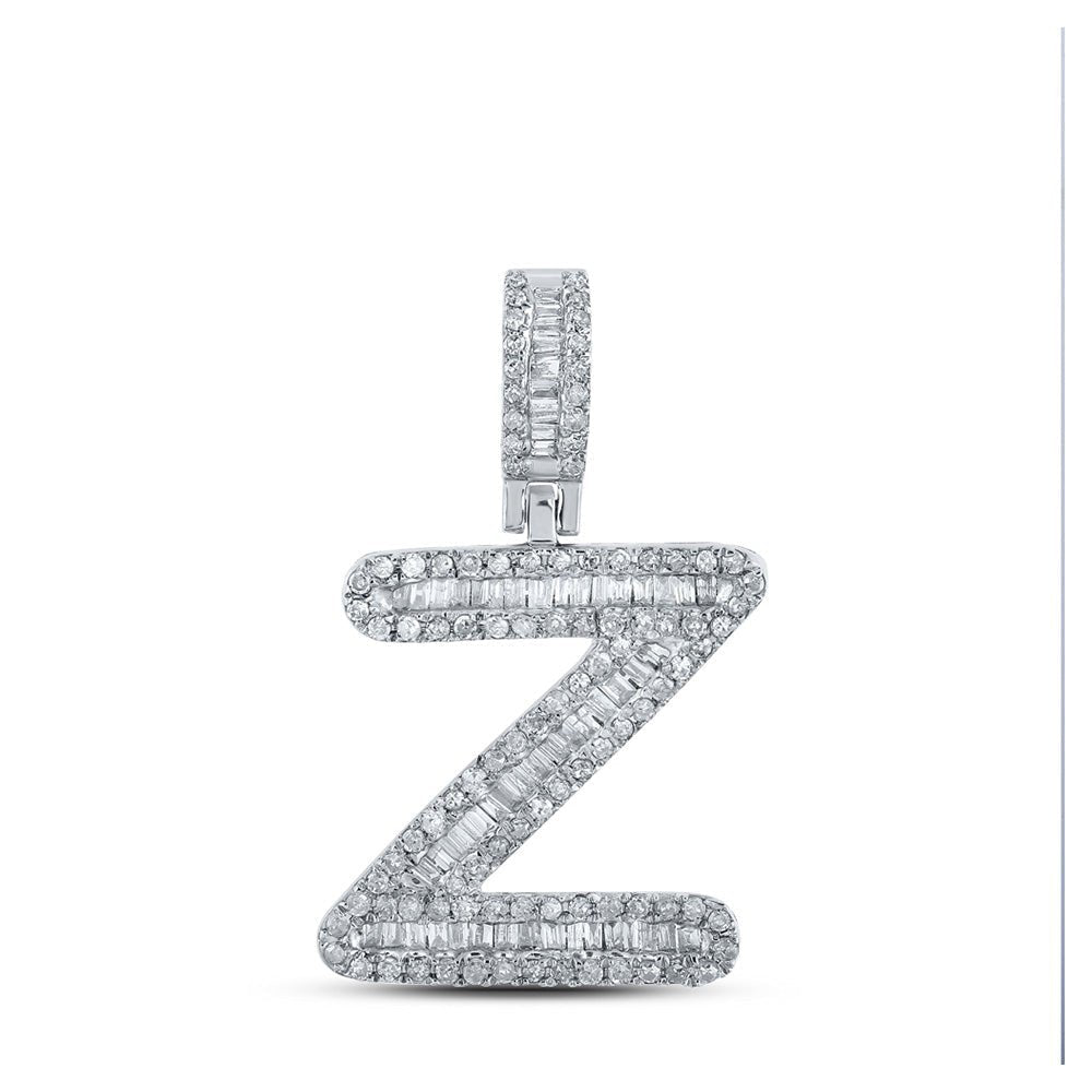 10kt White Gold Baguette Diamond Z Initial Pendant - 1/2 Cttw - Splendid Jewellery