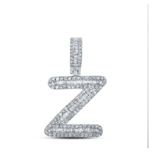 Load image into Gallery viewer, 10kt White Gold Baguette Diamond Z Initial Pendant - 1/2 Cttw - Splendid Jewellery