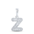 10kt White Gold Baguette Diamond Z Initial Pendant - Personalized Elegance in Diamonds - Splendid Jewellery