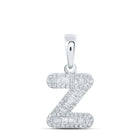 10kt White Gold Baguette Diamond Z Initial Pendant - Personalized Elegance in Diamonds - Splendid Jewellery