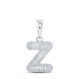 10kt White Gold Baguette Diamond Z Initial Pendant - Personalized Elegance in Diamonds - Splendid Jewellery