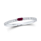 10kt White Gold Baguette Ruby Diamond Band Ring - A Captivating Gemstone Delight - Splendid Jewellery