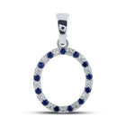 10kt White Gold Blue Sapphire and Diamond Initial Pendant - Personalized Elegance - Splendid Jewellery