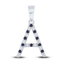 Load image into Gallery viewer, 10kt White Gold Blue Sapphire Diamond Initial Pendant - Splendid Jewellery