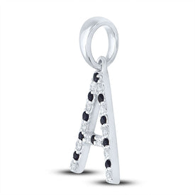 10kt White Gold Blue Sapphire Diamond Initial Pendant Side 2 view from the 10Kt White Gold Womens Round Blue Sapphire Diamond Initial A Letter Pendant 1 5 Cttwpin288610 collection by Splendid Jewellery