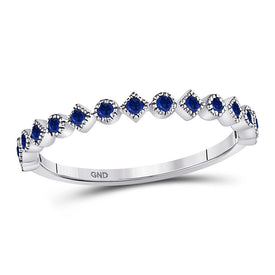 10kt White Gold Blue Sapphire Stackable Band Ring - A Touch of Elegance and Versatility - Splendid Jewellery