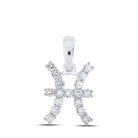 10kt White Gold Celestial Zodiac Pisces Pendant with Diamond Accent - Splendid Jewellery