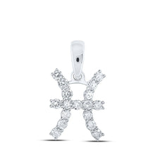 Load image into Gallery viewer, 10kt White Gold Celestial Zodiac Pisces Pendant with Diamond Accent - Splendid Jewellery