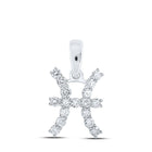 10kt White Gold Celestial Zodiac Pisces Pendant with Diamond Accent - Splendid Jewellery