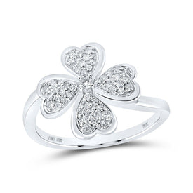 10kt White Gold Clover Heart Diamond Ring - A Captivating Symbol of Love and Luck - Splendid Jewellery