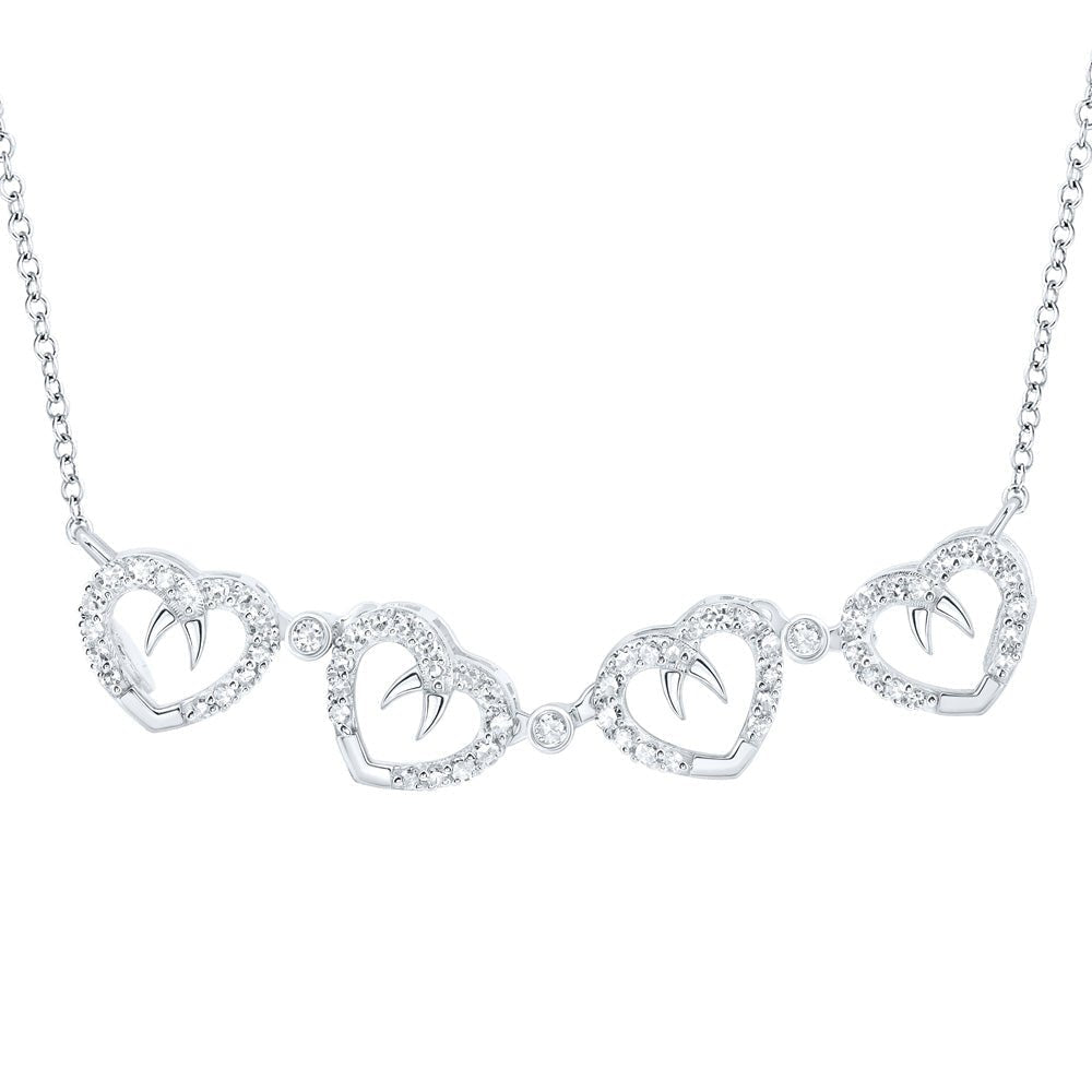 10kt White Gold Convertible Heart Diamond Pendant Necklace - Splendid Jewellery