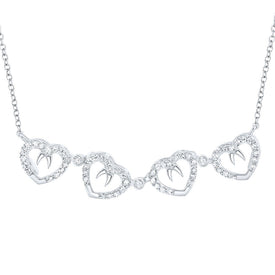 10kt White Gold Convertible Heart Diamond Pendant Necklace - Splendid Jewellery
