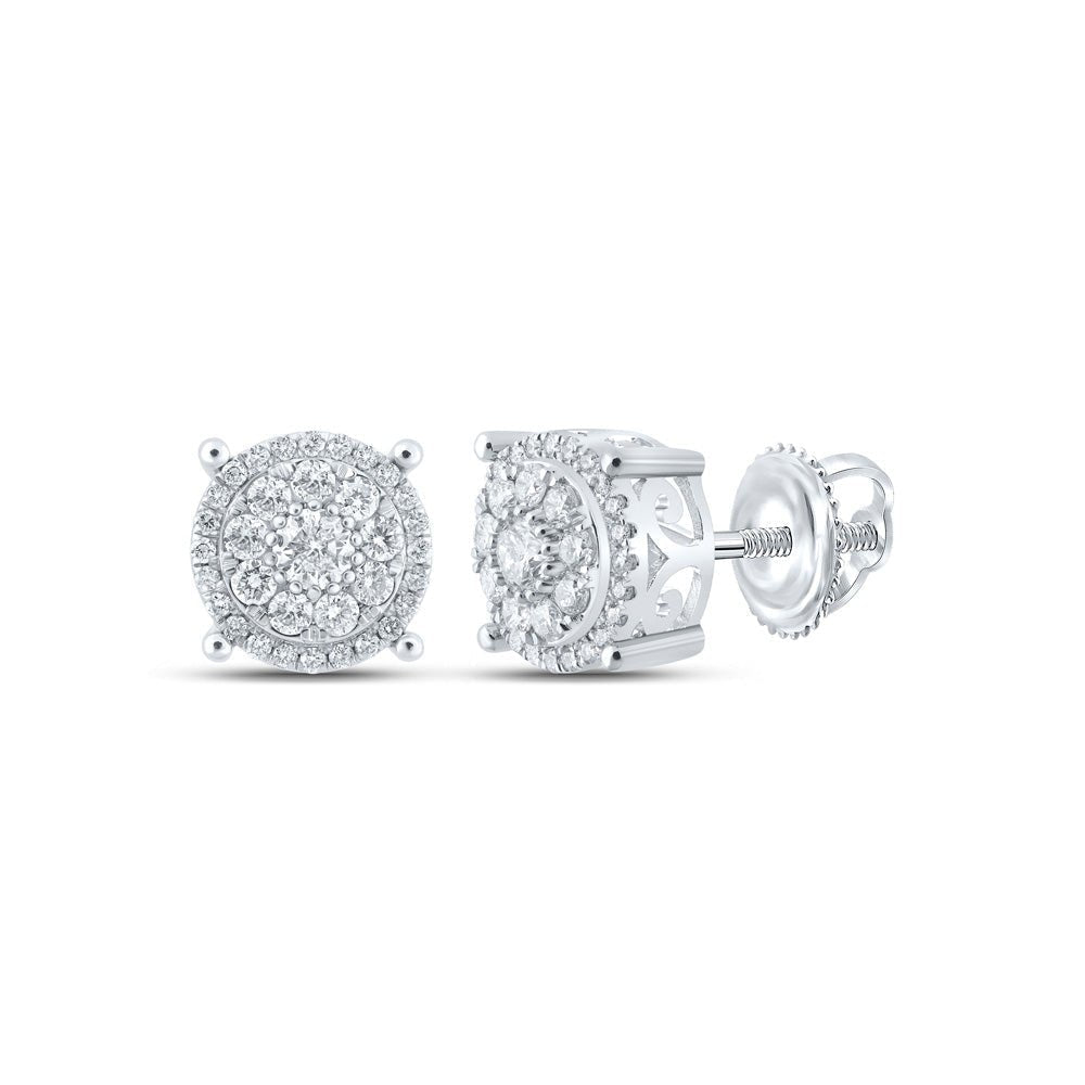 10kt White Gold Diamond Brilliance Cluster Earrings: A Captivating Radiance - Splendid Jewellery