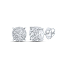 Load image into Gallery viewer, 10kt White Gold Diamond Brilliance Cluster Earrings: A Captivating Radiance - Splendid Jewellery