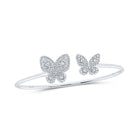 10kt White Gold Diamond Butterfly Bangle Bracelet - Exquisite Flutter - Splendid Jewellery