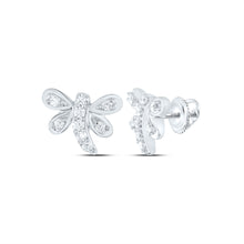 Load image into Gallery viewer, 10kt White Gold Diamond Butterfly Bug Earrings - Sparkling Elegance  Top View from Splendid Jewellery