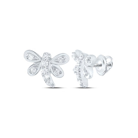 10kt White Gold Diamond Butterfly Bug Earrings - Sparkling Elegance  Top View from Splendid Jewellery