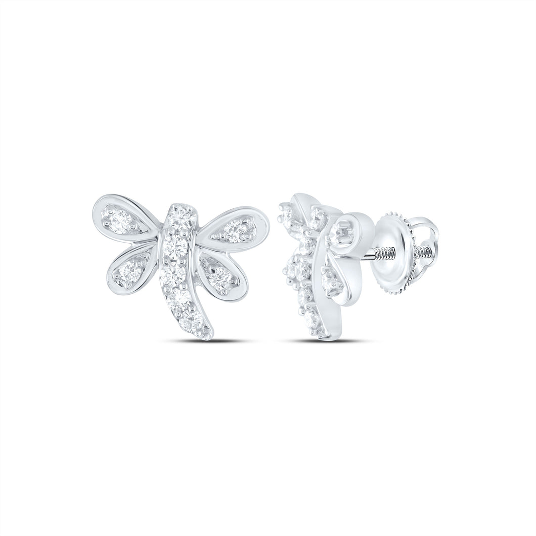 10kt White Gold Diamond Butterfly Bug Earrings - Sparkling Elegance - Splendid Jewellery